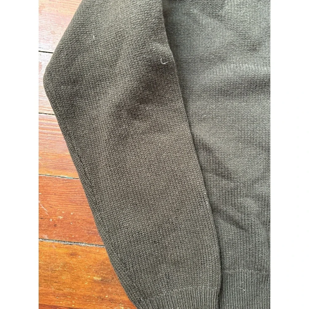 Polo Ralph Lauren Sweater Mens Large Green Lambswool Mock Neck Quarter Zip FLAW